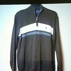 US POLO ASSN QUARTER ZIP FRONT PULLOVER SWEATER L